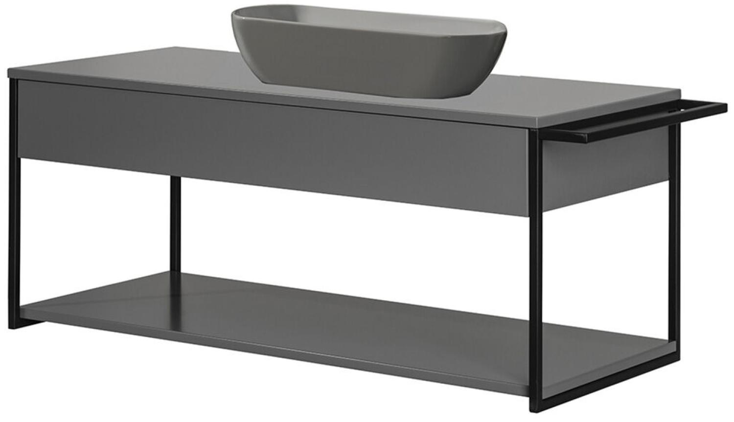 Fackelmann NEW YORK Badmöbel Set 2-teilig, 108 cm, Grau, Keramik Grau Bild 1