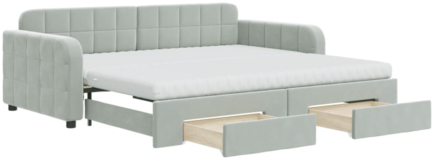 vidaXL Tagesbett Ausziehbar mit Schubladen Hellgrau 90x190 cm Samt 3197014 Bild 1