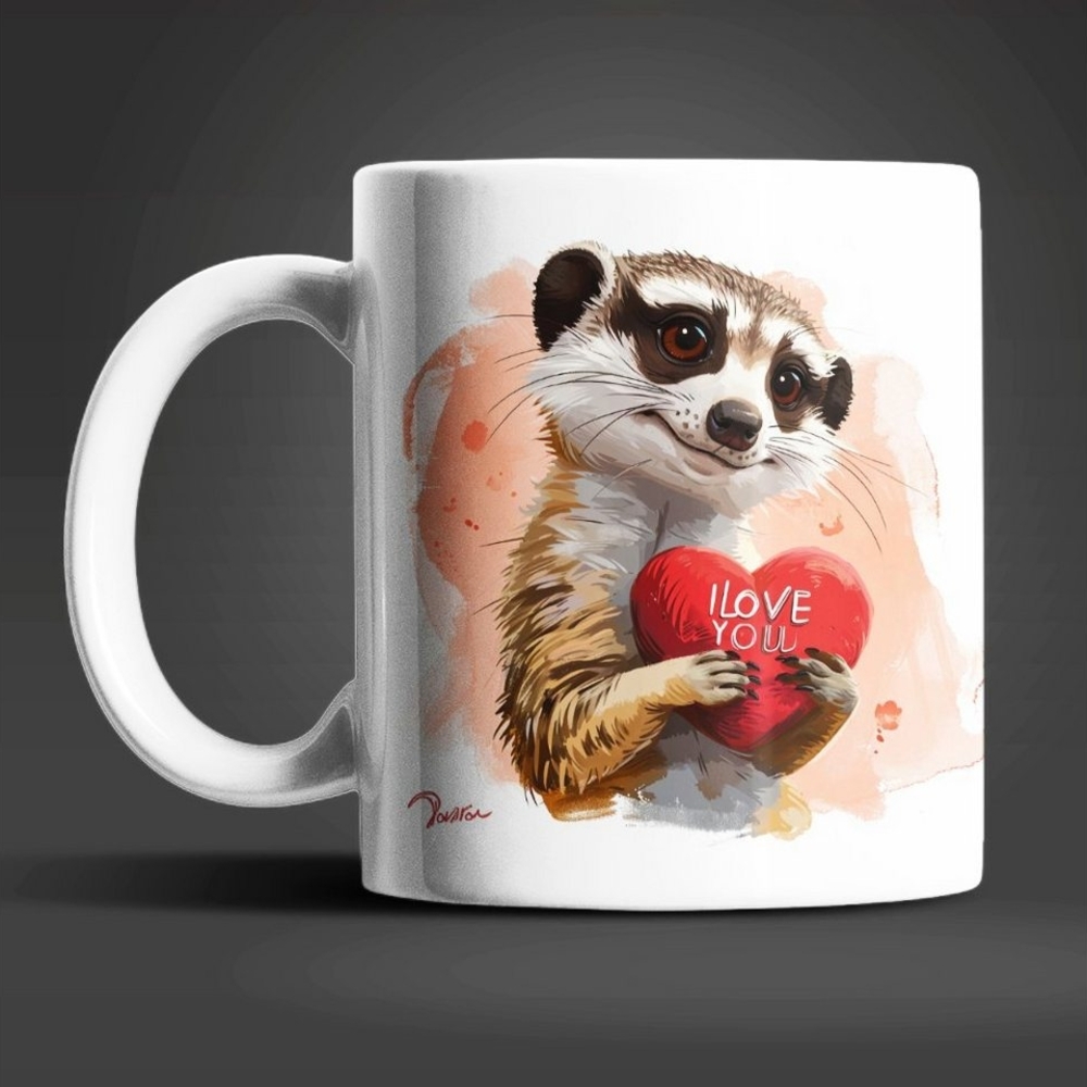 WS-Trend Tasse Erdmännchen I Love You Valentinstag Kaffeetasse Teetasse Liebe, Keramik, Geschnkidee Bild 1