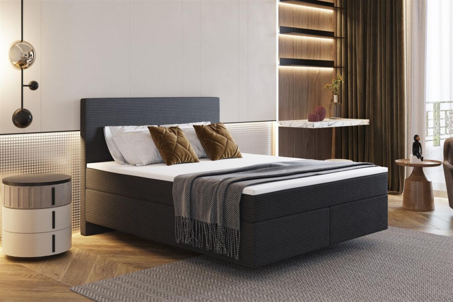 Boxspringbett Schlafzimmerbett DEVIL Premium 180x200cm in Stoff Scala Anthrazit Bild 1