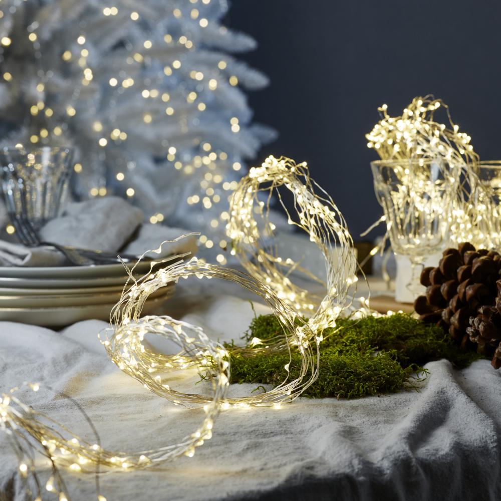 2x 40er Micro LED Schweif Drahtlichterkette Set Batterie Lichterkette warmweiß Bild 1