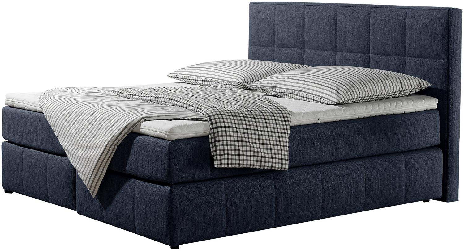 Maintal Boxspringbett Casano, 180 x 200 cm, Strukturstoff, 7-Zonen-Tonnentaschenfederkern Matratze h3, denim-blau Bild 1