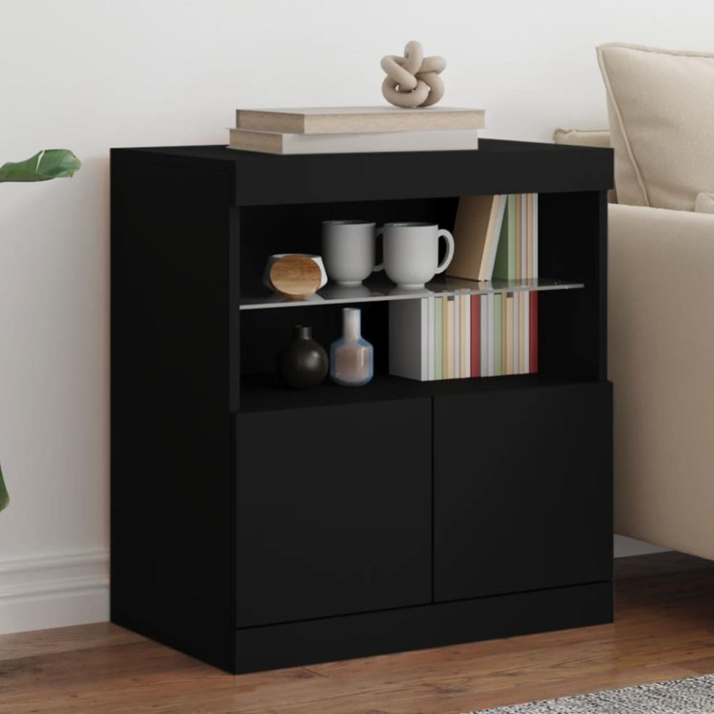 vidaXL Sideboard mit LED-Leuchten Schwarz 60x37x67 cm 836652 Bild 1