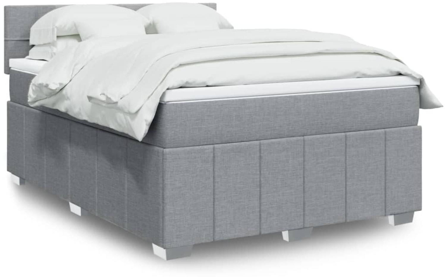 vidaXL Boxspringbett mit Matratze Hellgrau 140x190 cm Stoff 3289363 Bild 1