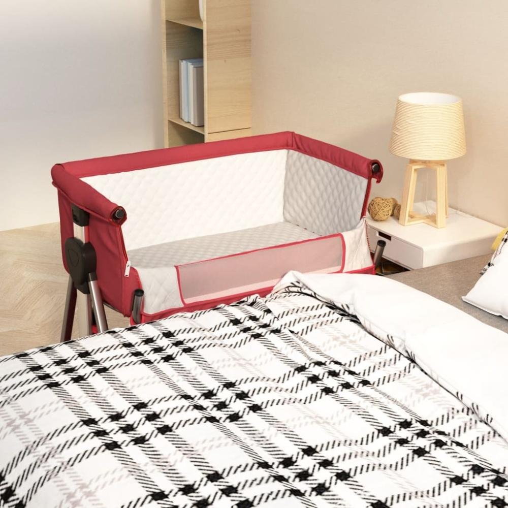 vidaXL Babybett mit Matratze Rot Leinenstoff 10293 Bild 1