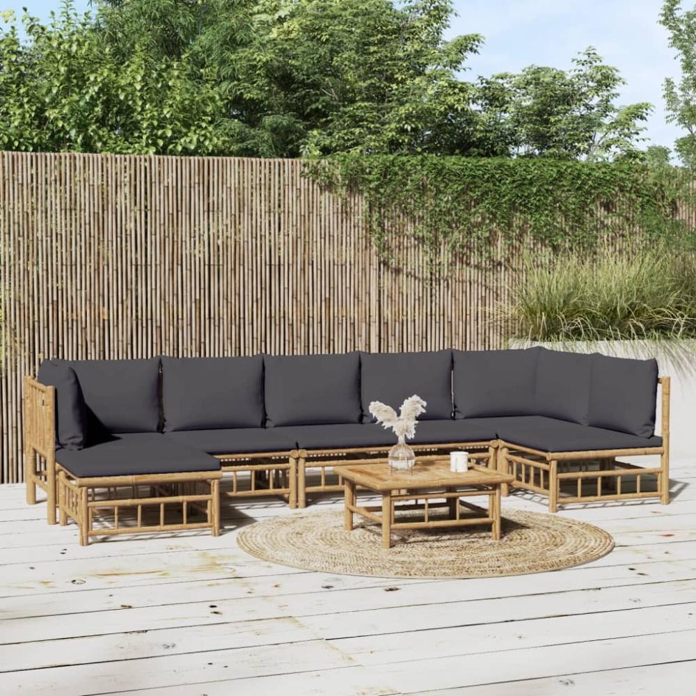 vidaXL 8-tlg. Garten-Lounge-Set mit Dunkelgrauen Kissen Bambus 3155238 Bild 1