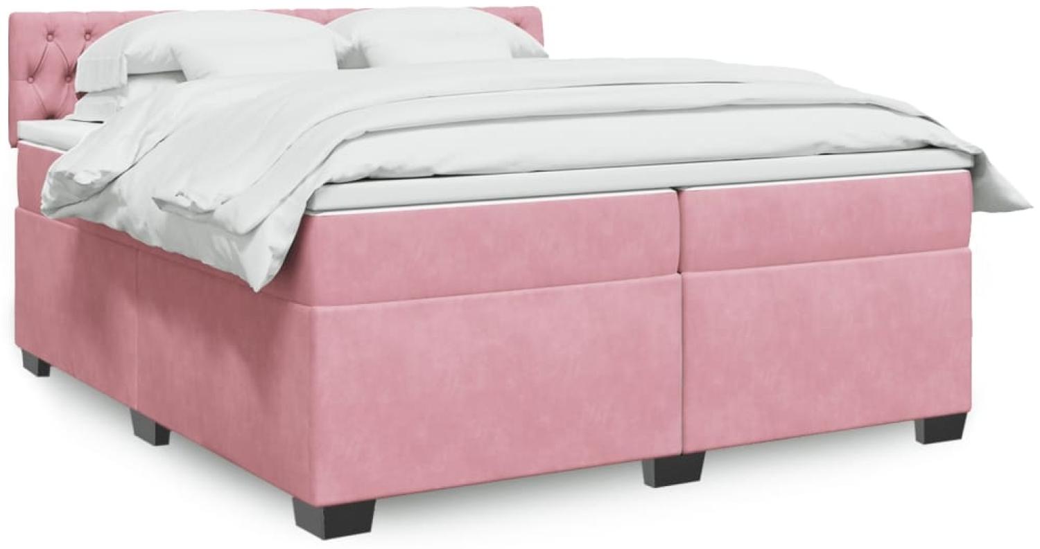 vidaXL Boxspringbett mit Matratze Rosa 200x200 cm Samt 3288713 Bild 1