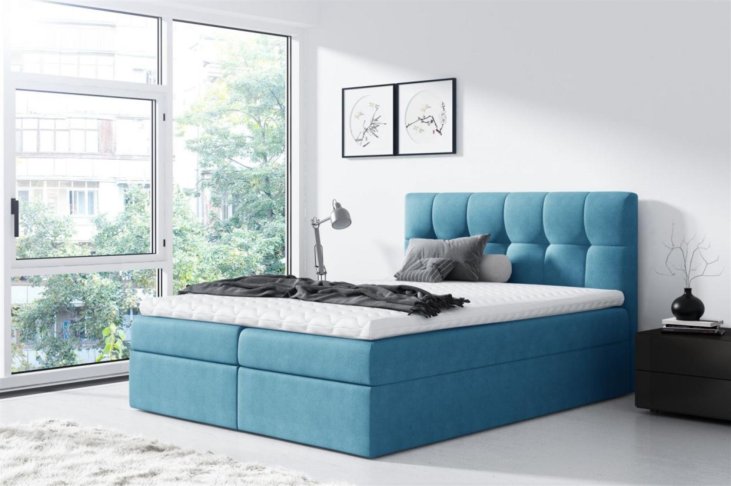 Boxspringbett CARMEN 120x200cm Hellblau Bild 1