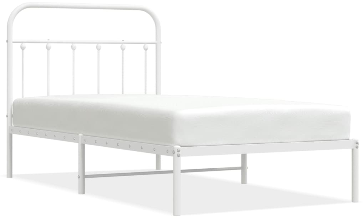 vidaXL Bettgestell mit Kopfteil, Metall weiß, 100x190 cm Bild 1