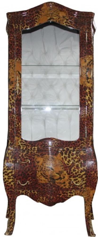 Casa Padrino Barock Vitrine Leopard - Vitrinenschrank - Wohnzimmerschrank Bild 1