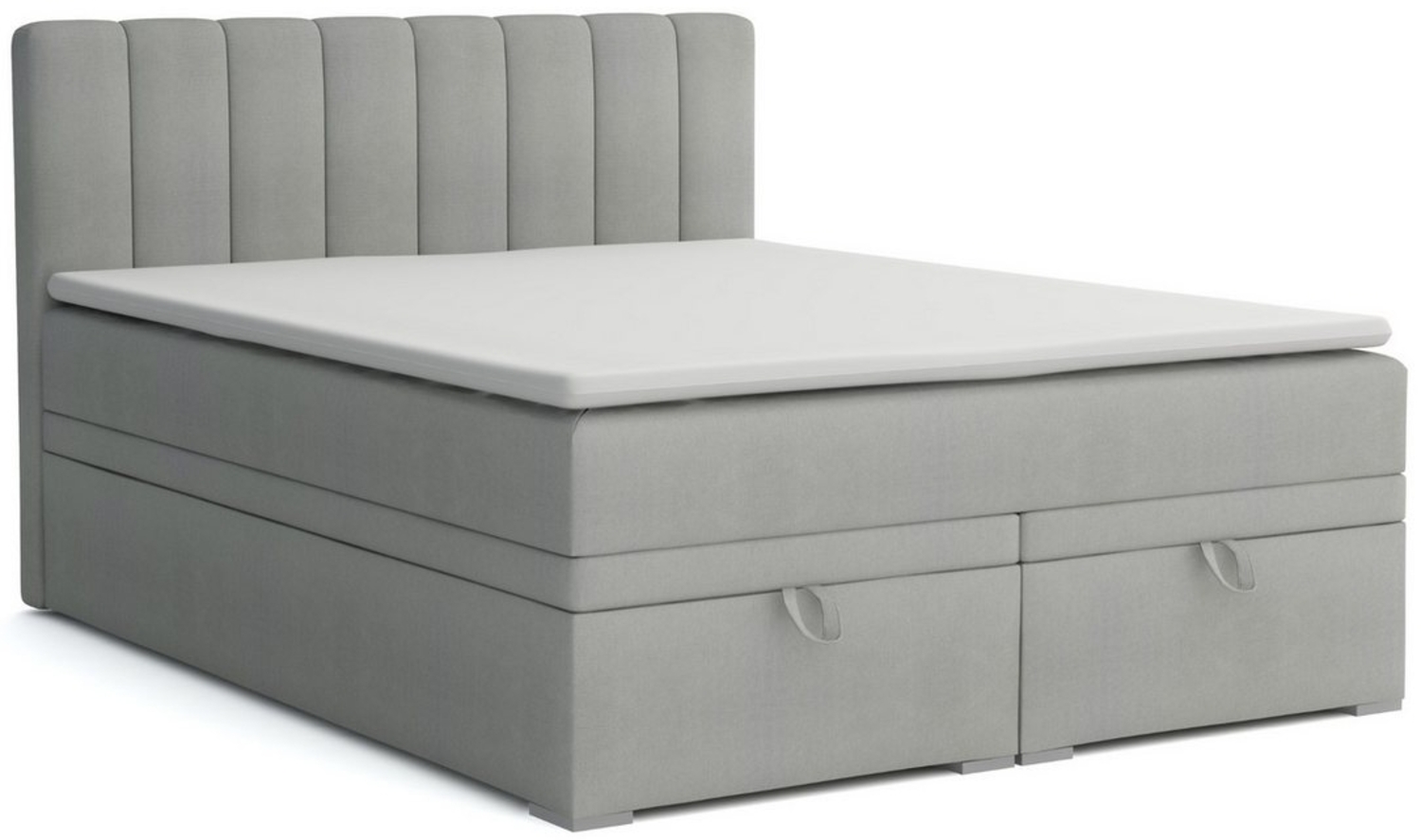 Deine Möbel 24 Boxspringbett DAVID Boxbett Polsterbett Komplettbett Bett mit einer Matratze H4 (Taschenfederkernmatratzen 7 Zonen H4 Creme Grau Hellgrau Schwarz Anthrazit Beige Samt Velour, 3-St, Taschen-federkernmatratze 7 Zonen H4 PREMIUM Bett), 120x... Bild 1