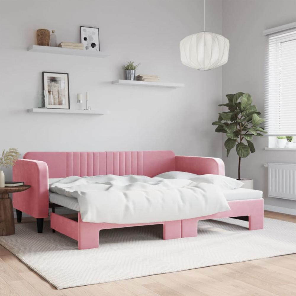 Tagesbett Ausziehbar Rosa 90x200 cm Samt Bild 1