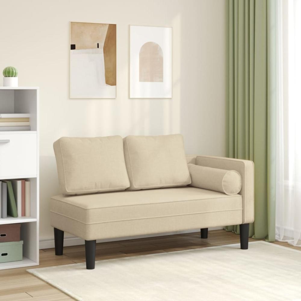 vidaXL Chaiselongue mit Kissen Creme Stoff Bild 1