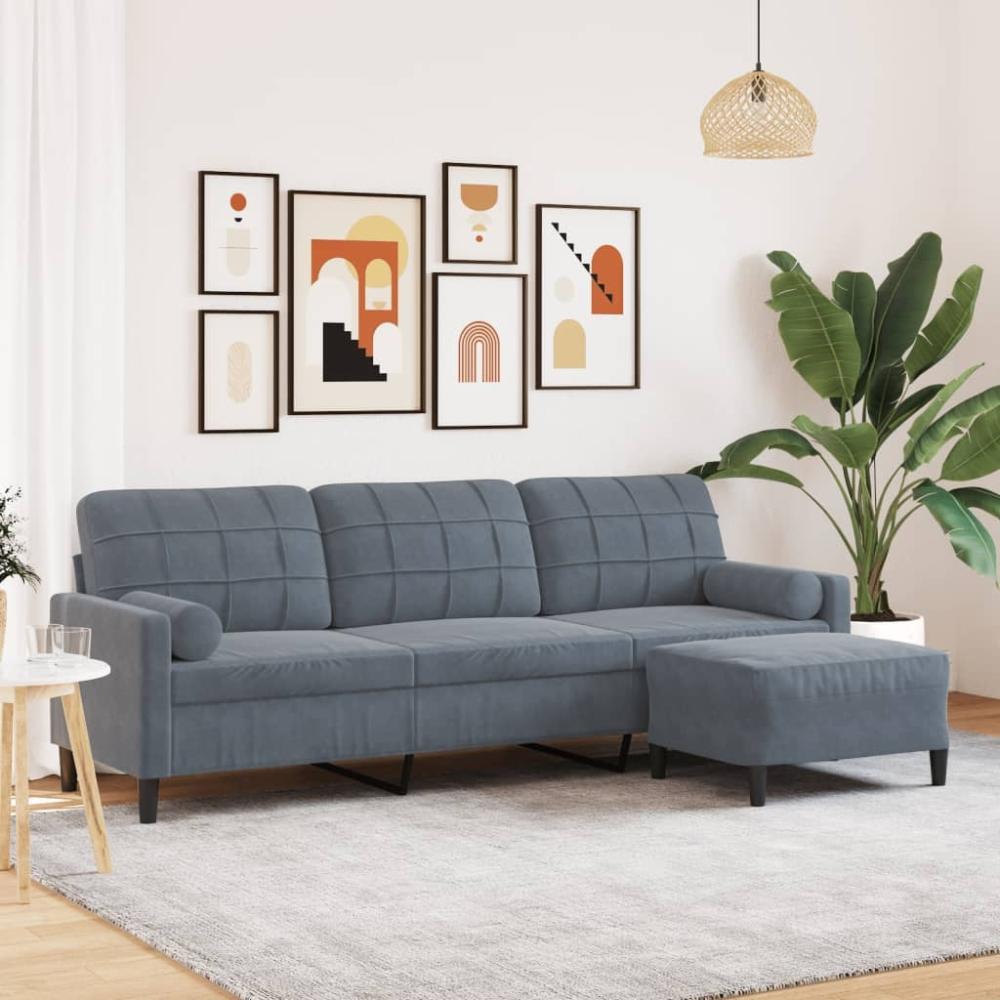 vidaXL 3-Sitzer-Sofa mit Hocker Dunkelgrau 210 cm Samt 3278278 Bild 1