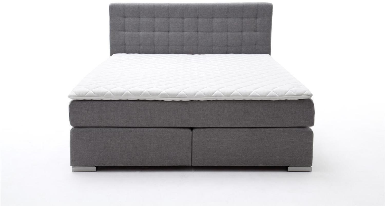 Boxspringbett Lenno - Stoffbezug Grau H2 & H3 200x200cm Bild 1