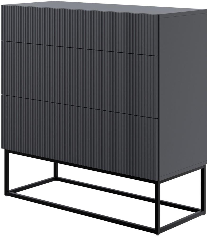 Selsey 'Veldio' Kommode mit 3 Schubladen, schwarz mit Metallgestell, ca. 90 x 90 x 38 cm Bild 1