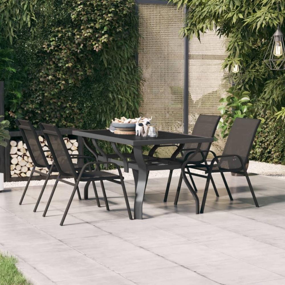 vidaXL Gartentisch Grau und Schwarz 140x70x70 cm Stahl und Glas 318770 Bild 1