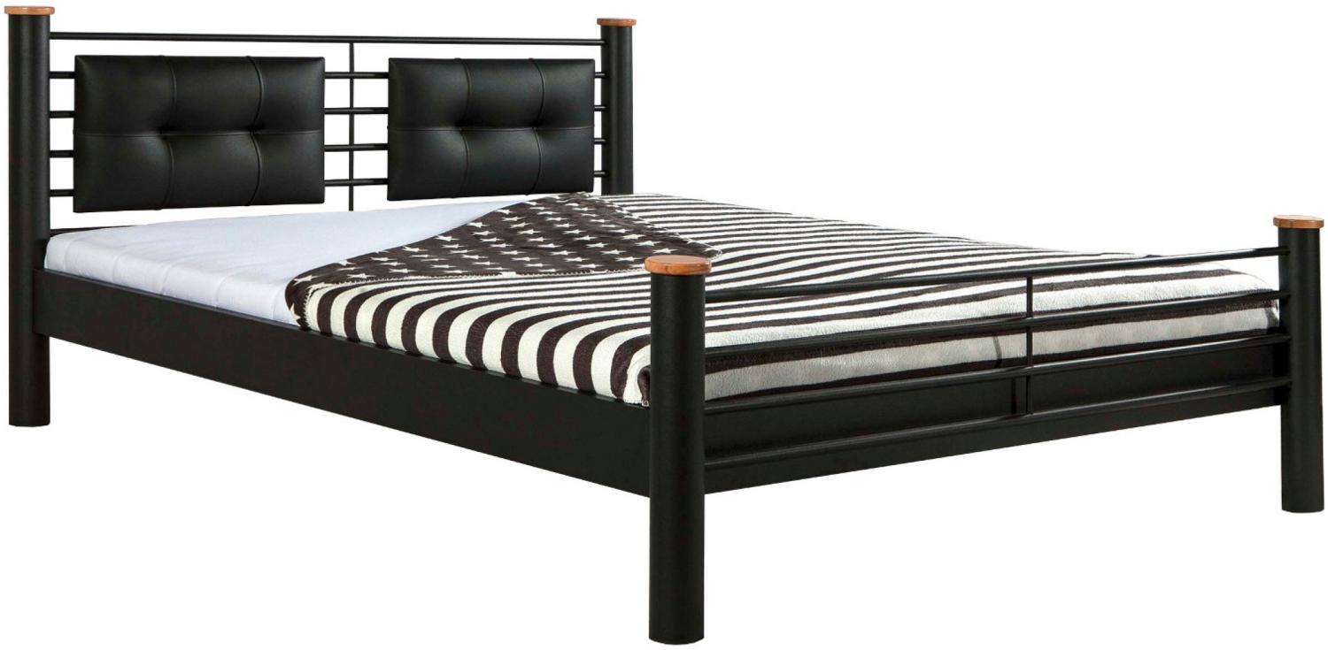 Bed Box Metall Bettrahmen Bettgestell Luna 1036 mit Lederlookeinsatz im Kopfteil Größe 140x220 cm Bild 1