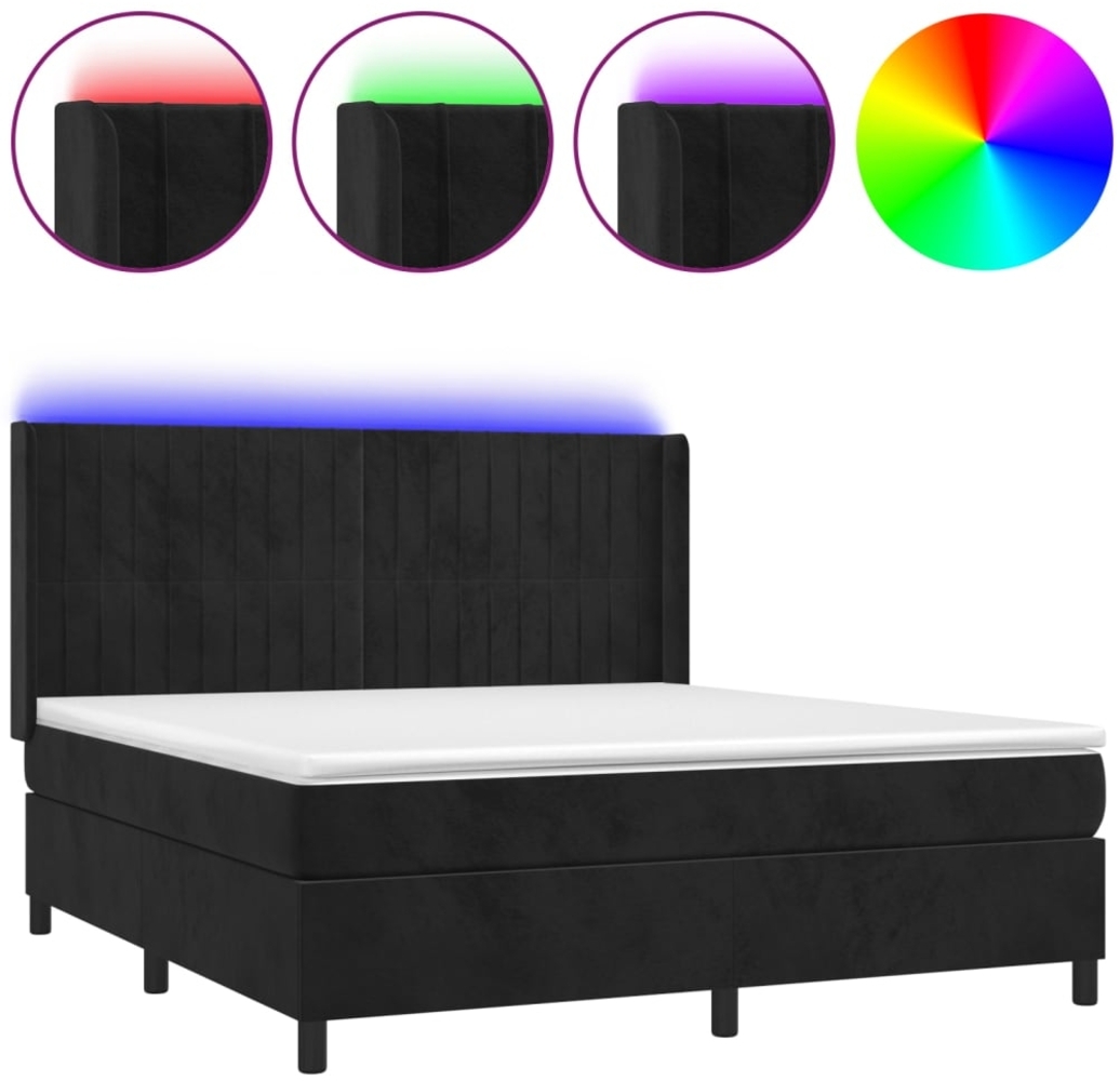 vidaXL Boxspringbett mit Matratze & LED Schwarz 160x200 cm Samt 3139693 Bild 1