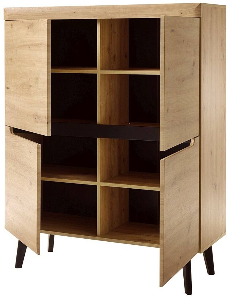 Lomadox Highboard TIROL-61, Artisan mit Schwarz 107/134/40cm Bild 1