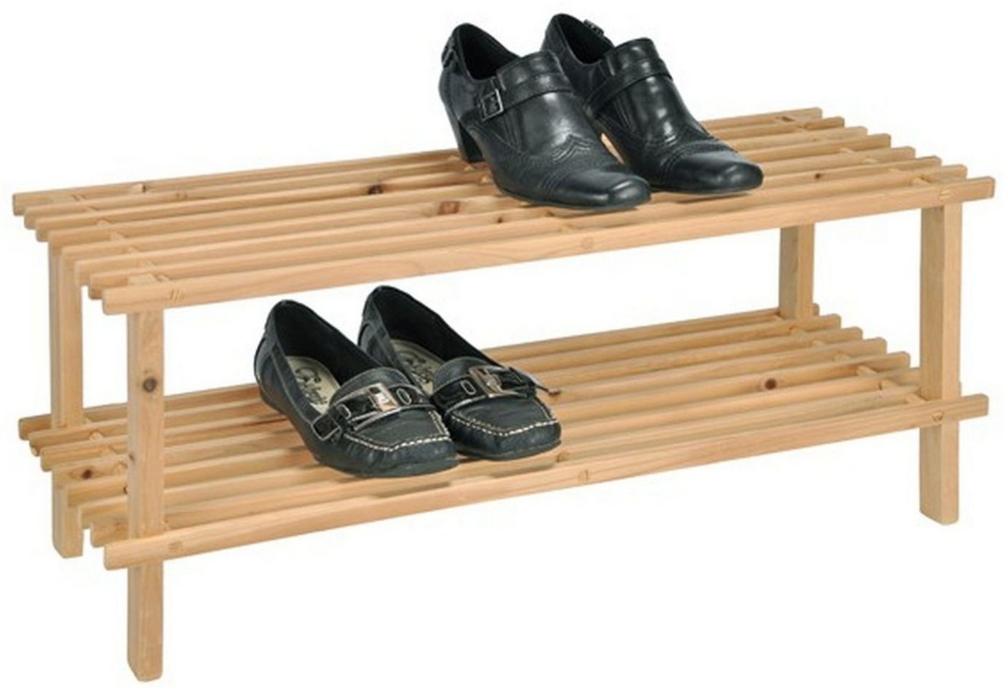 Schuhregal Holzregal Schuhablage Schuhständer aus Holz mit 2 Böden Bild 1