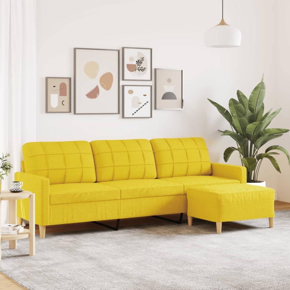 3-Sitzer-Sofa mit Hocker Hellgelb 210 cm Stoff 3278254 Bild 1