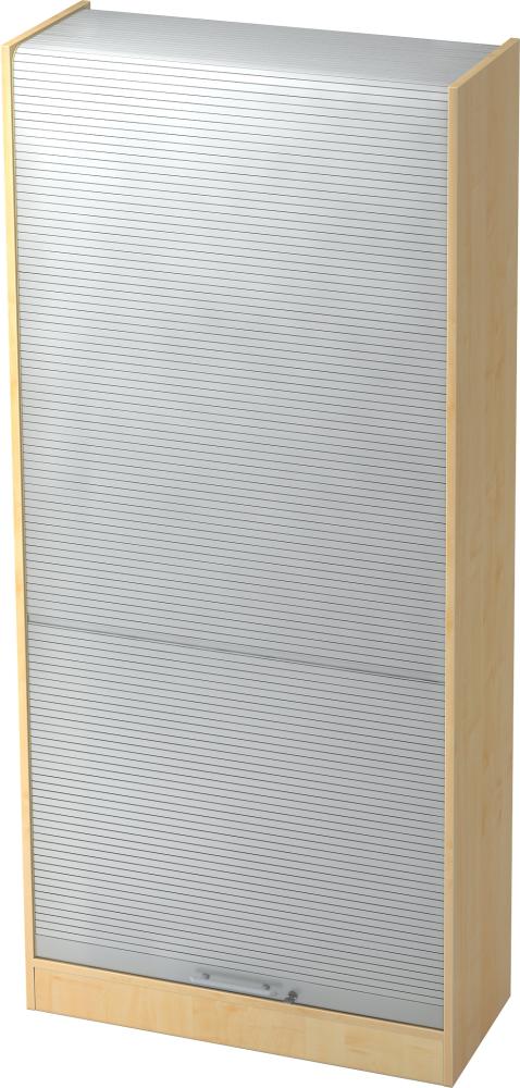 bümö Rollladenschrank 5 OH abschließbar in Ahorn/Silber mit Relinggriff, SET90-3-S-RE Bild 1