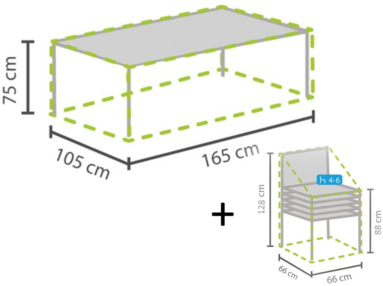 Schutzhüllen Set: 1x Hülle für Tisch max. 160cm + 1x Hülle für 4-6 Stapelstühle Bild 1