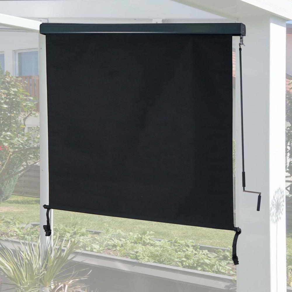 Vertikalmarkise HWC-F42, Senkrechtmarkise Sichtschutz Außenrollo Rollo, UV-Schutz 50 Stoff ~ 250x180cm, schwarz Bild 1