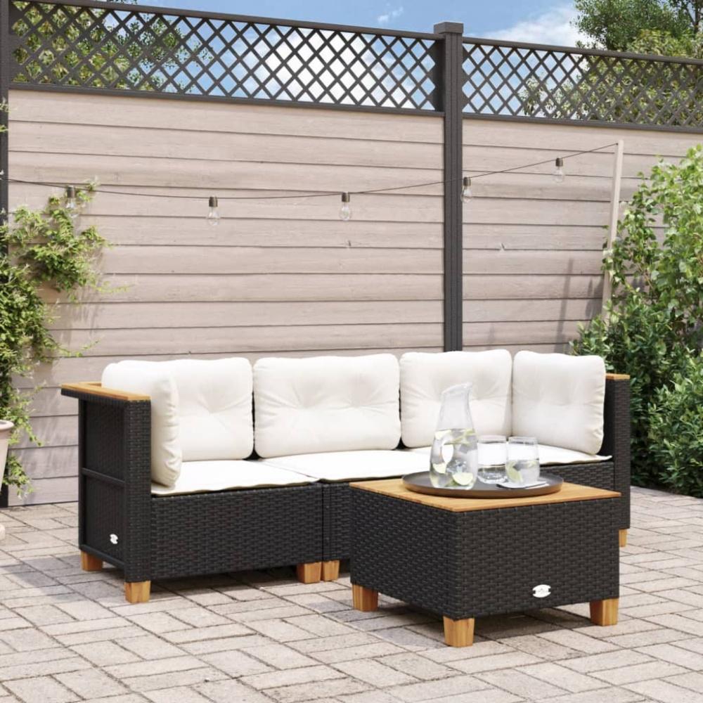 vidaXL Gartensofa mit Kissen 3-Sitzer Schwarz Poly Rattan 365917 Bild 1