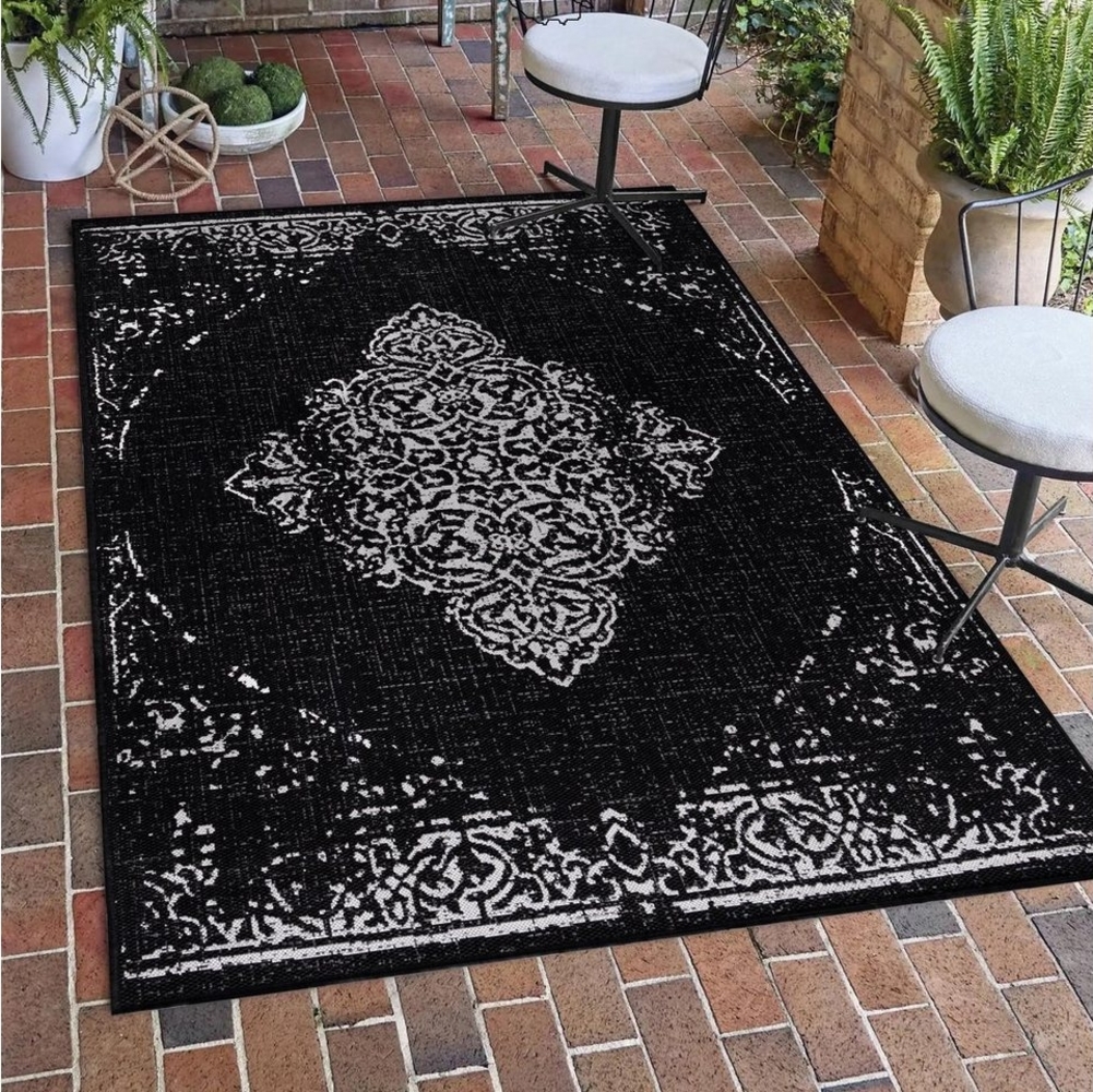 SIMPEX24 Outdoorteppich Vintage Design, Läufer, Höhe: 5 mm, Teppich Vintage Design Flachgewebe Küchenteppich Balkon Terrasse Bild 1