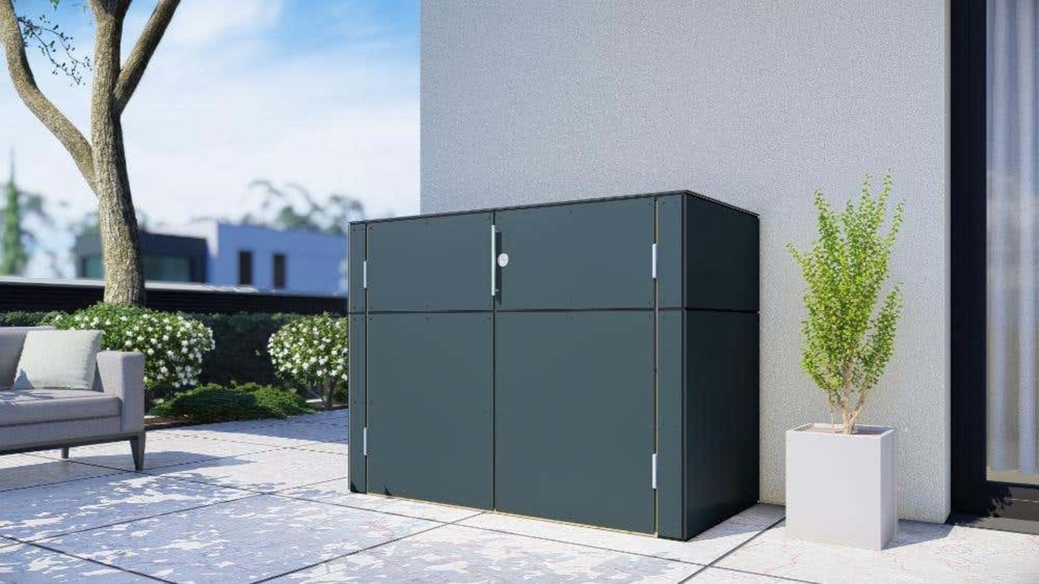 Alpholz Gartenschrank HPL Sideboard aus Holz in Schwarzmit 6 mm Wandstärke Bild 1