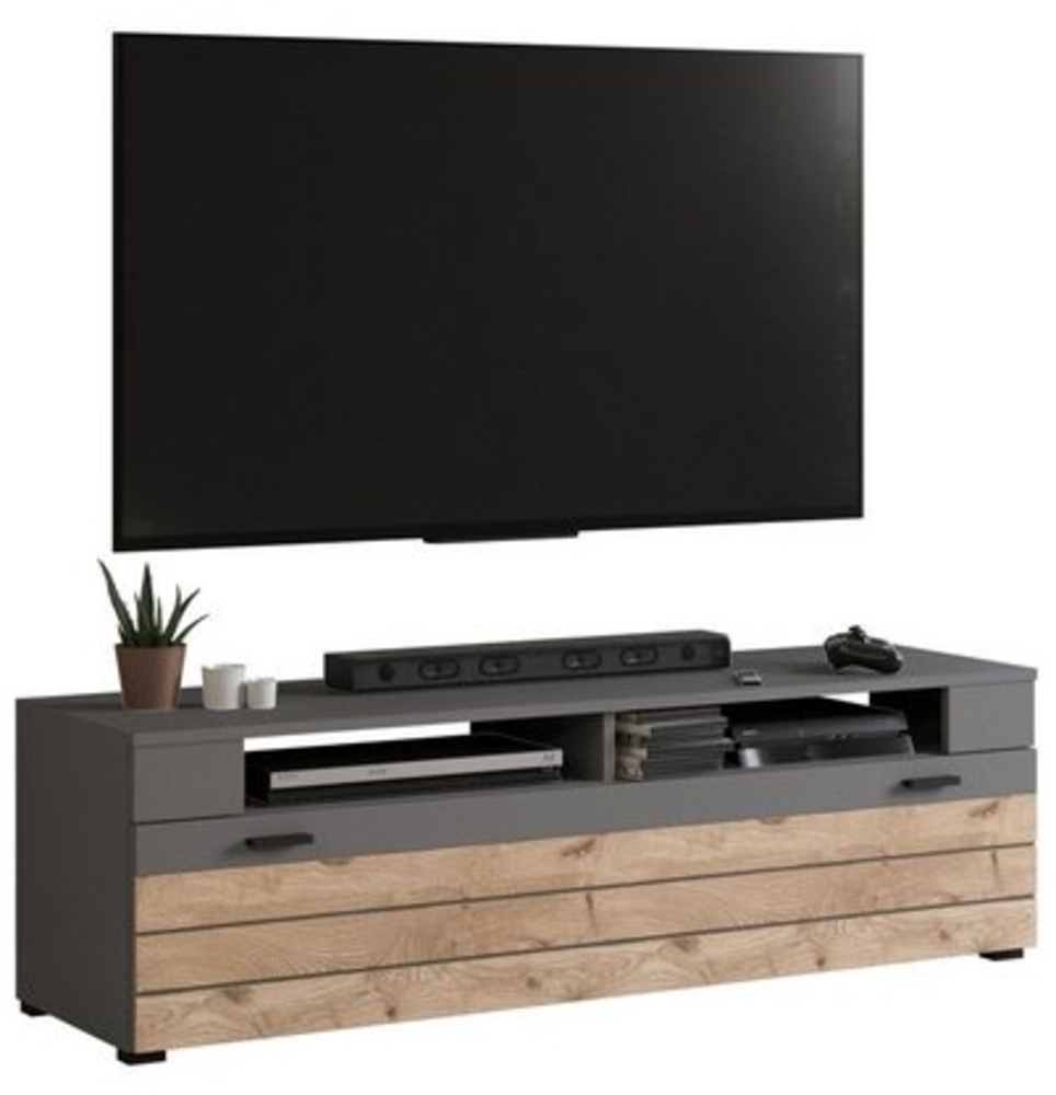 XONOX. home 'Freno' Lowboard, Grau/Nox Oak, 43 x 40 x 140 cm Bild 1