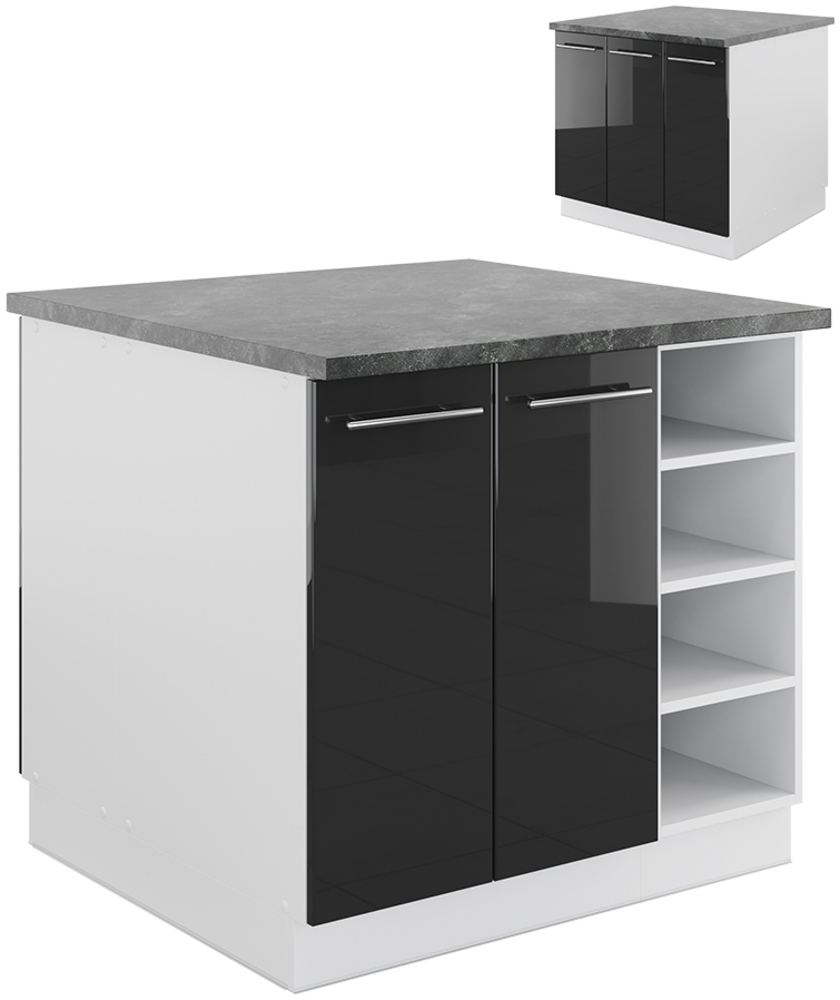 Kücheninsel Fame-Line Anthrazit Hochglanz/Weiß 90 cm ohne Arbeitsplatte Vicco Bild 1