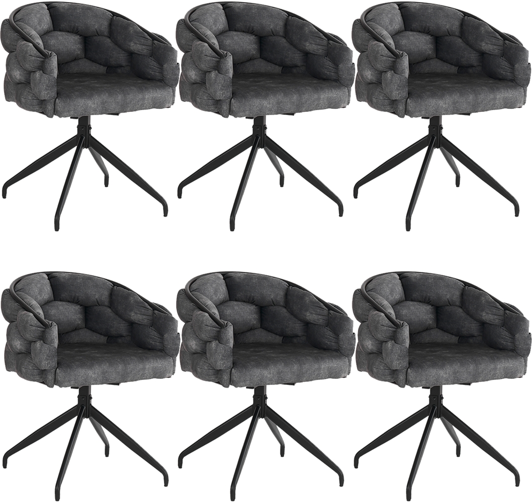 Merax Samtstühle(6 st), 6er-set Drehstuhl, 360° drehbar, Polsterstühle, Esszimmerstühle mit Rückenlehne, Ergonomischer Stuhl, Bubble Stühle, Grau Bild 1