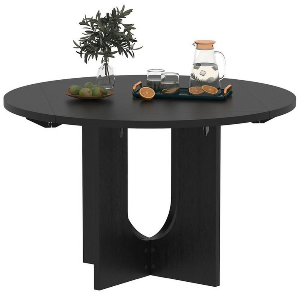 FUFU&GAGA Küchentisch Runder Esstisch mit klappbaren Platten, Schwarz, MDF, Ø120×75 cm Bild 1