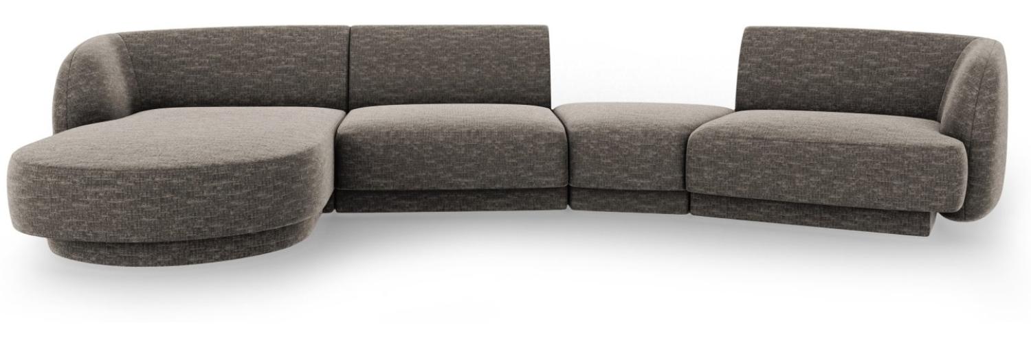 Micadoni Modulares Sofa Miley mit Recamiere 4-Sitzer Links Chenille Grau Bild 1