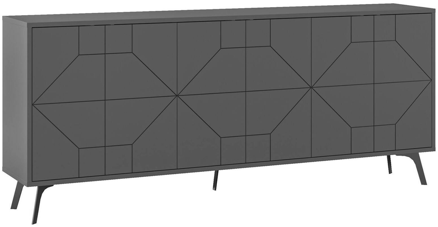 Dmora Kommode Earl, Wohnzimmerbuffet, Wohnzimmer-Sideboard, Moderne Küchen-Speisekammer, 184x35 h77 cm, Anthrazit Bild 1