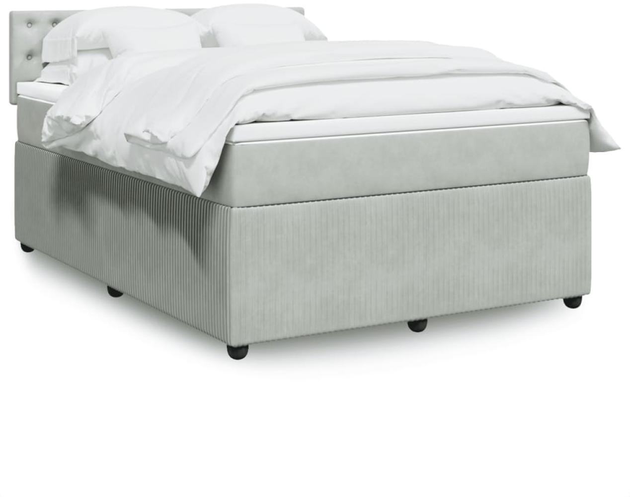 vidaXL Boxspringbett mit Matratze Hellgrau 140x190 cm Samt 3290046 Bild 1