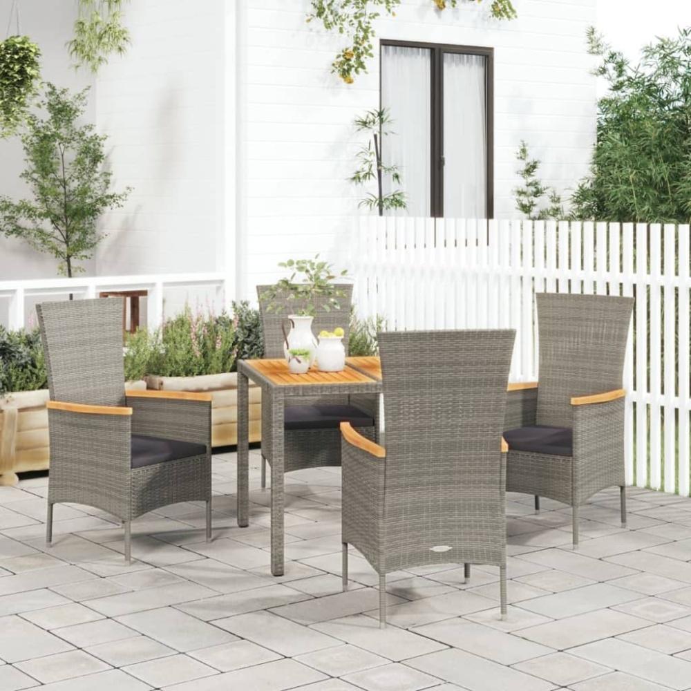 vidaXL 5-tlg. Garten-Essgruppe mit Kissen Grau Poly Rattan 3157535 Bild 1