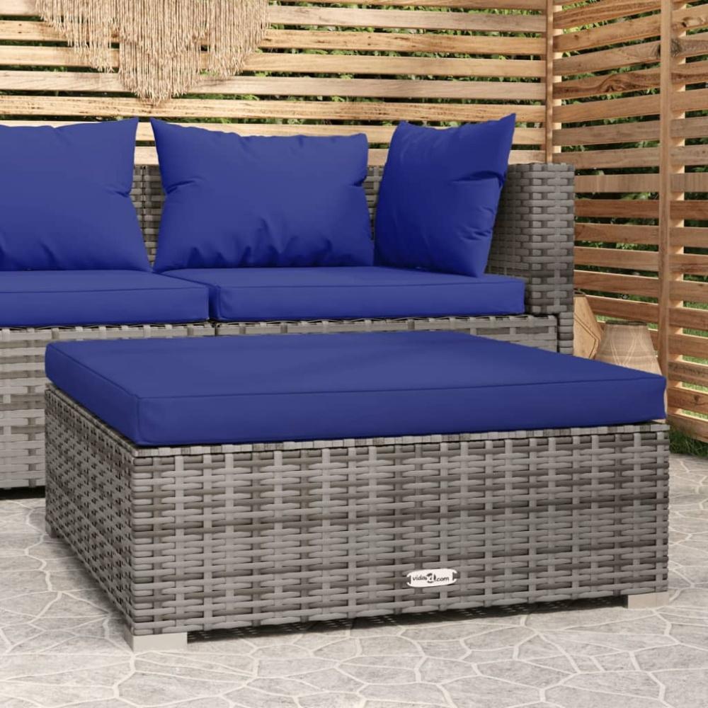 vidaXL Gartenhocker mit Kissen Grau 70x70x30 cm Poly Rattan 317569 Bild 1