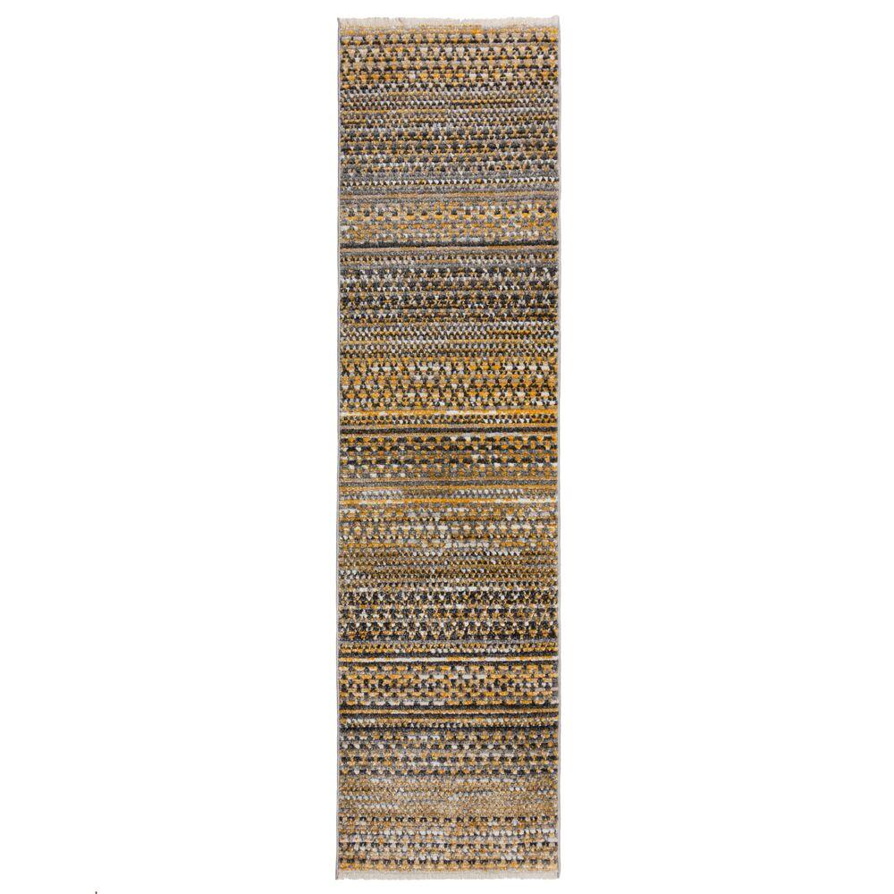 Strapazierfähiger Geometrischer Wohnzimmer-Teppich in Naturfarben - PERRAN Serie von Kadima Design. Farbe: Senfgelb, Größe: 60x230 cm Bild 1