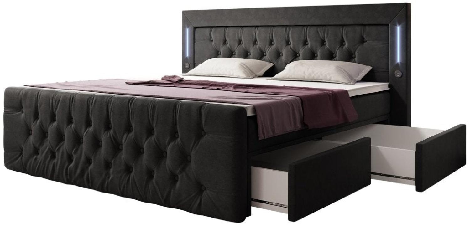 Boxspringbett Diva 140x200 H4 Schwarz Bild 1