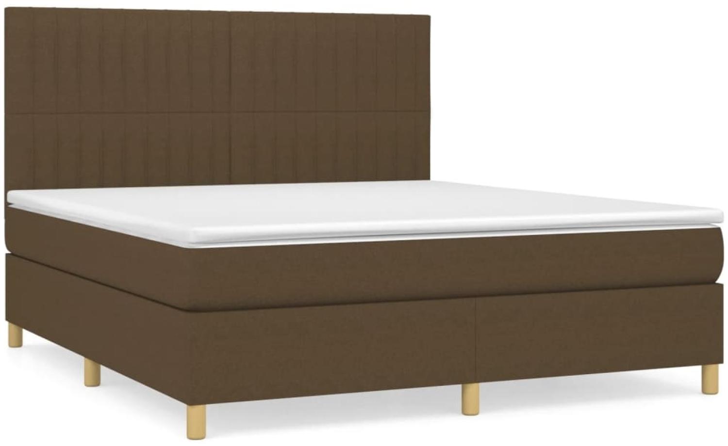 vidaXL Boxspringbett mit Matratze Dunkelbraun 160x200 cm Stoff, Härtegrad: H2 [3142508] Bild 1