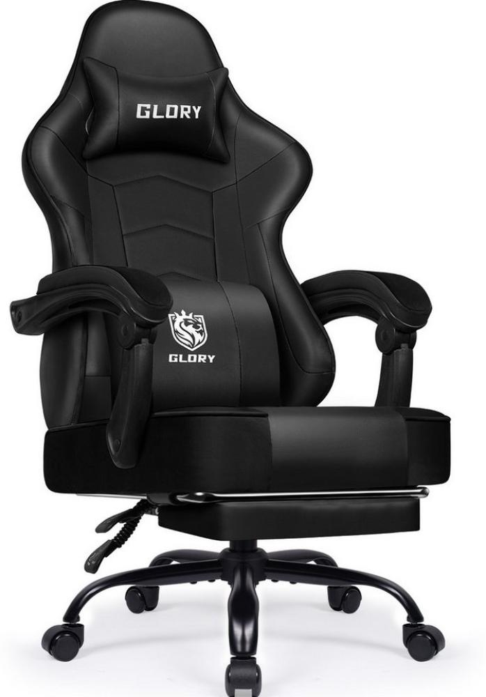 Hiazurm Gaming-Stuhl Gaming Stuhl, Bürostuhl Chefsessel Wippfunktion bis zu 135° (Bürostuhl Ergonomisch mit Klappbare Armlehnen), Schreibtischstuhl 150 kg Belastbarkeit Bild 1