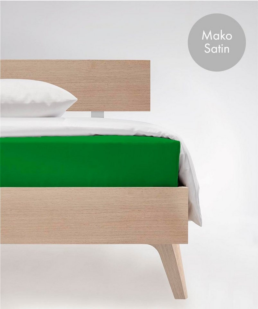 fleuresse Mako-Satin Spannbettlaken Bettlaken Colours 160x200 cm Grassgrün Bild 1