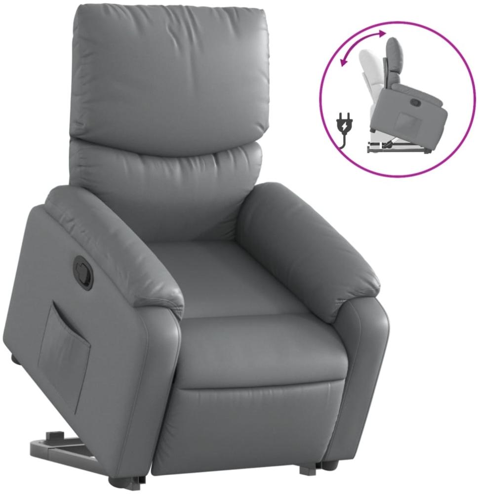 vidaXL Relaxsessel mit Aufstehhilfe Grau Kunstleder 3204889 Bild 1