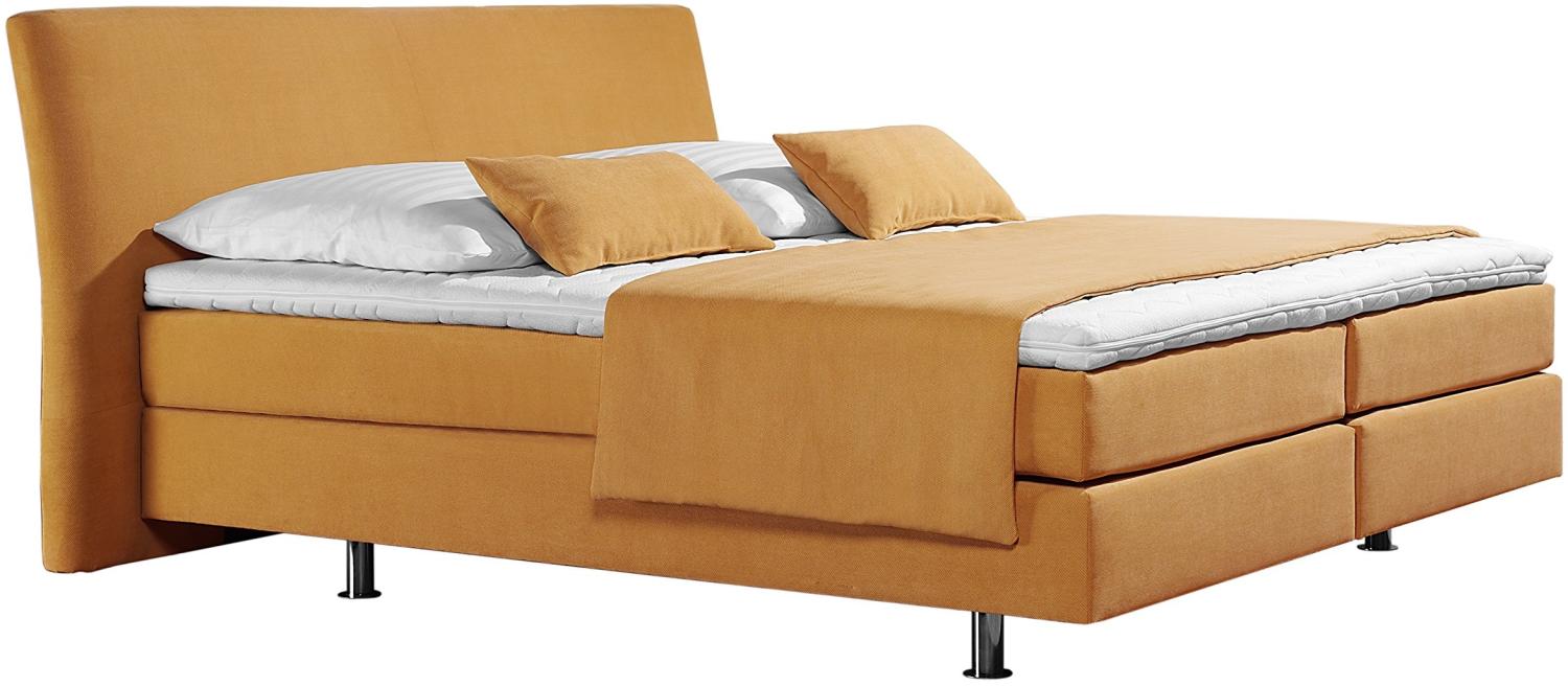 Maintal Boxspringbett Club, 140 x 200 cm, Strukturstoff, Bonellfederkern Matratze h3, gelb Bild 1