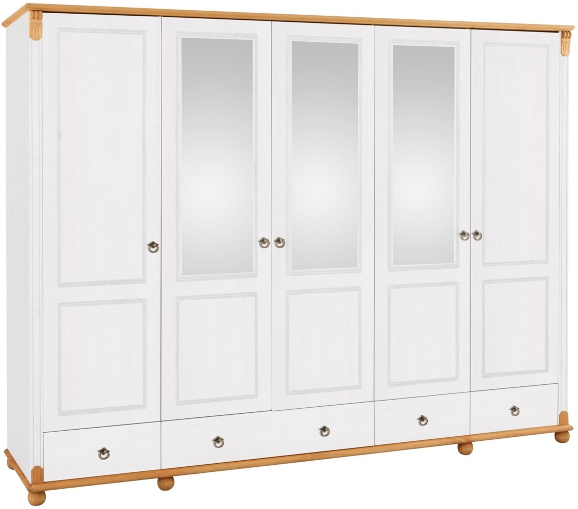 Home affaire Kleiderschrank Tessin Breite 245 cm, Kiefer massiv, mit Spiegel Bild 1