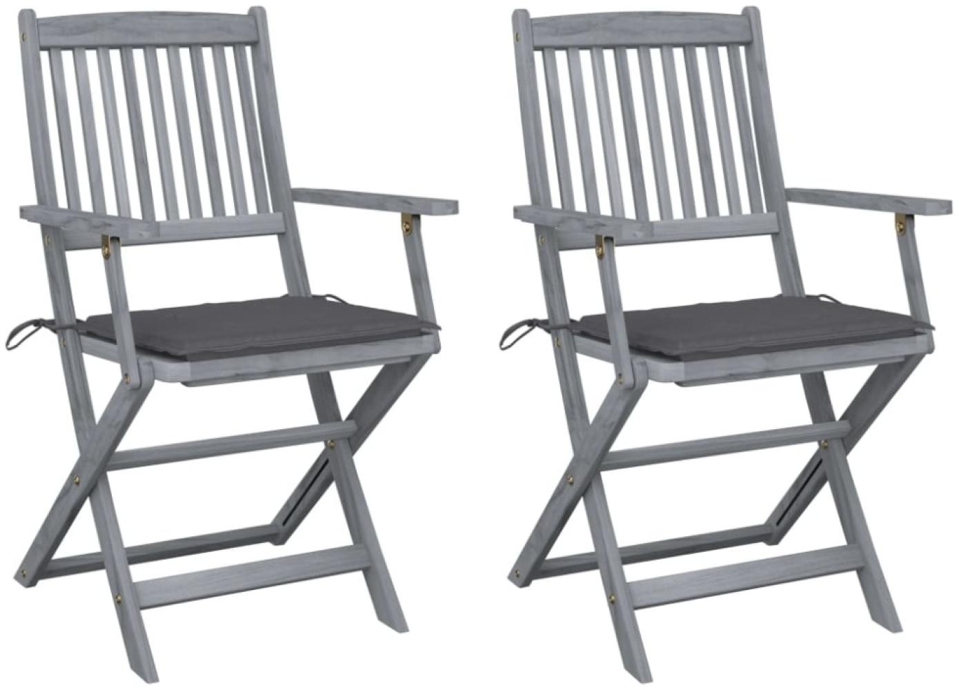 vidaXL Klappbare Gartenstühle 2 Stk. mit Sitzkissen Massivholz Akazie 3064482 Bild 1